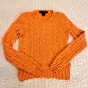Cashmere Ralph Lauren Women's Orange Cable Knit Sweater